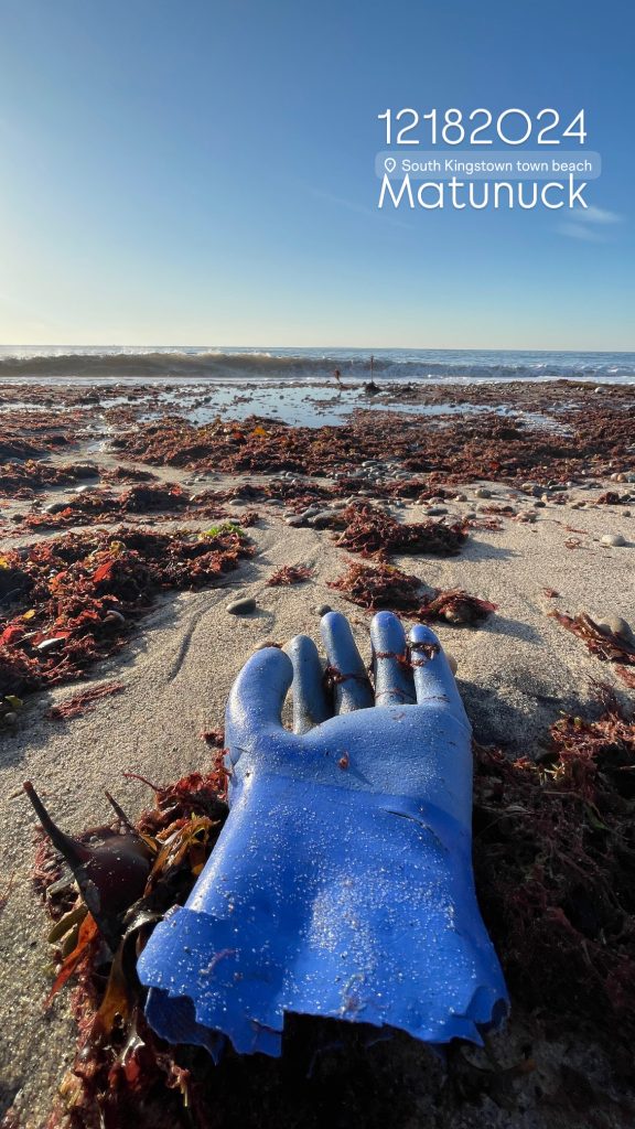 Photo of Matunuck Beach with blue glove