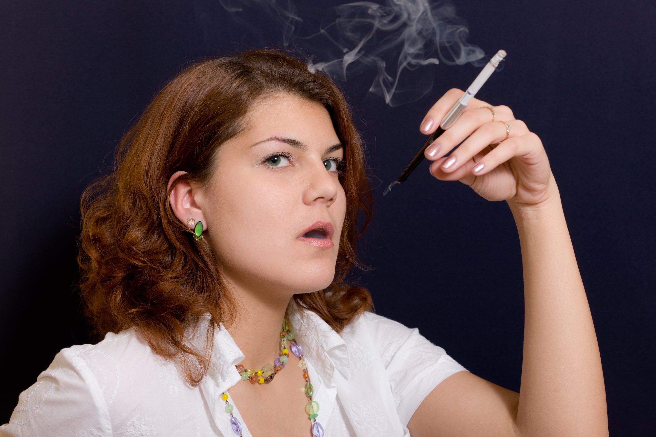 waitress smoking -stock image