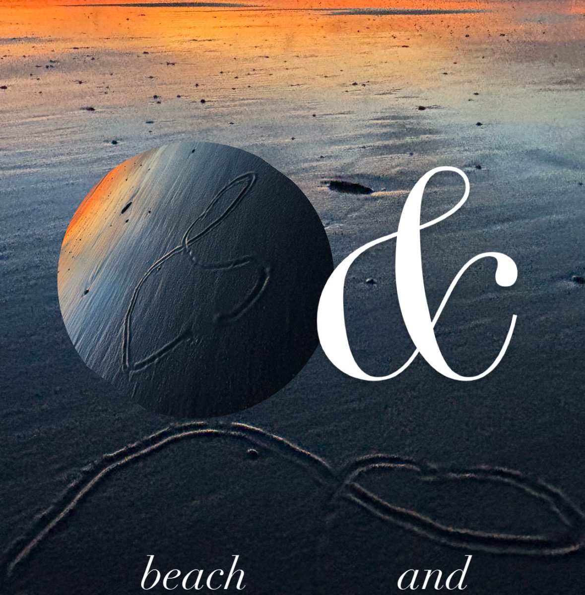 Insta-collage from yesterday at Narragansett Beach. photo of beach plus critter path with overlays of and symbol and circle