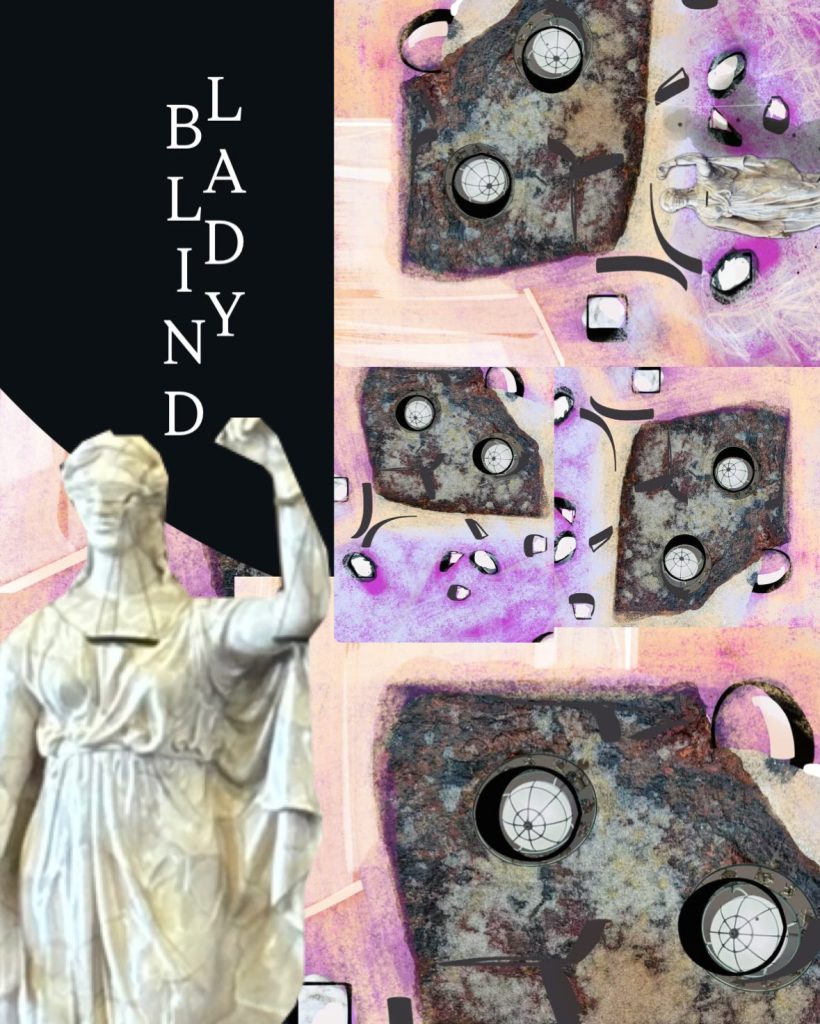 Blind Lady Justice Collage of photos by E M Matteson