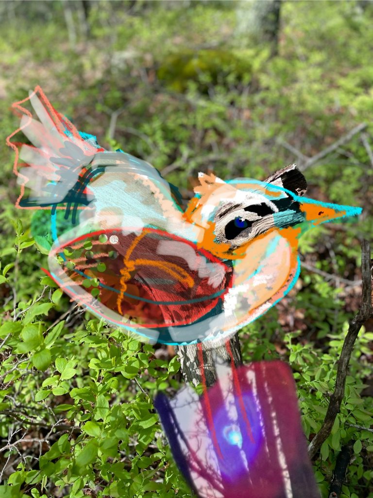 "Today’s Bid. Today’s Bird" Digital Art of what looks like an abstract bird in nature by Elizabeth Mullen Matteson