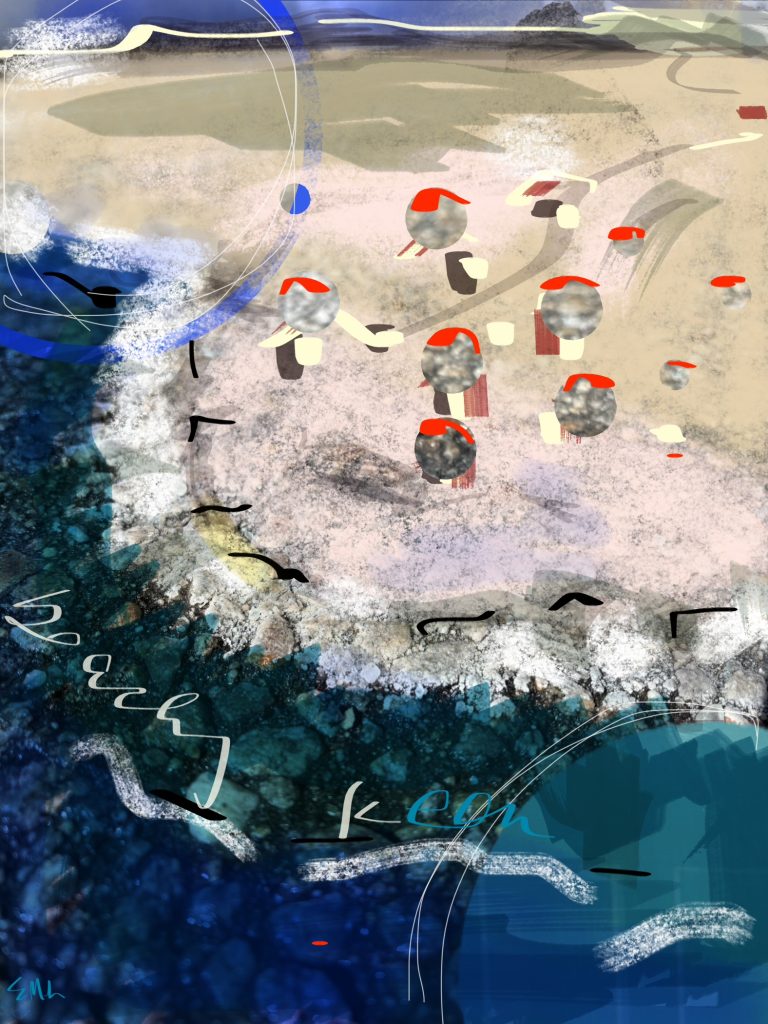 "Beachy K" Abstract Digital Markup Art by Elizabeth Mullen Matteson, all rights reserved.