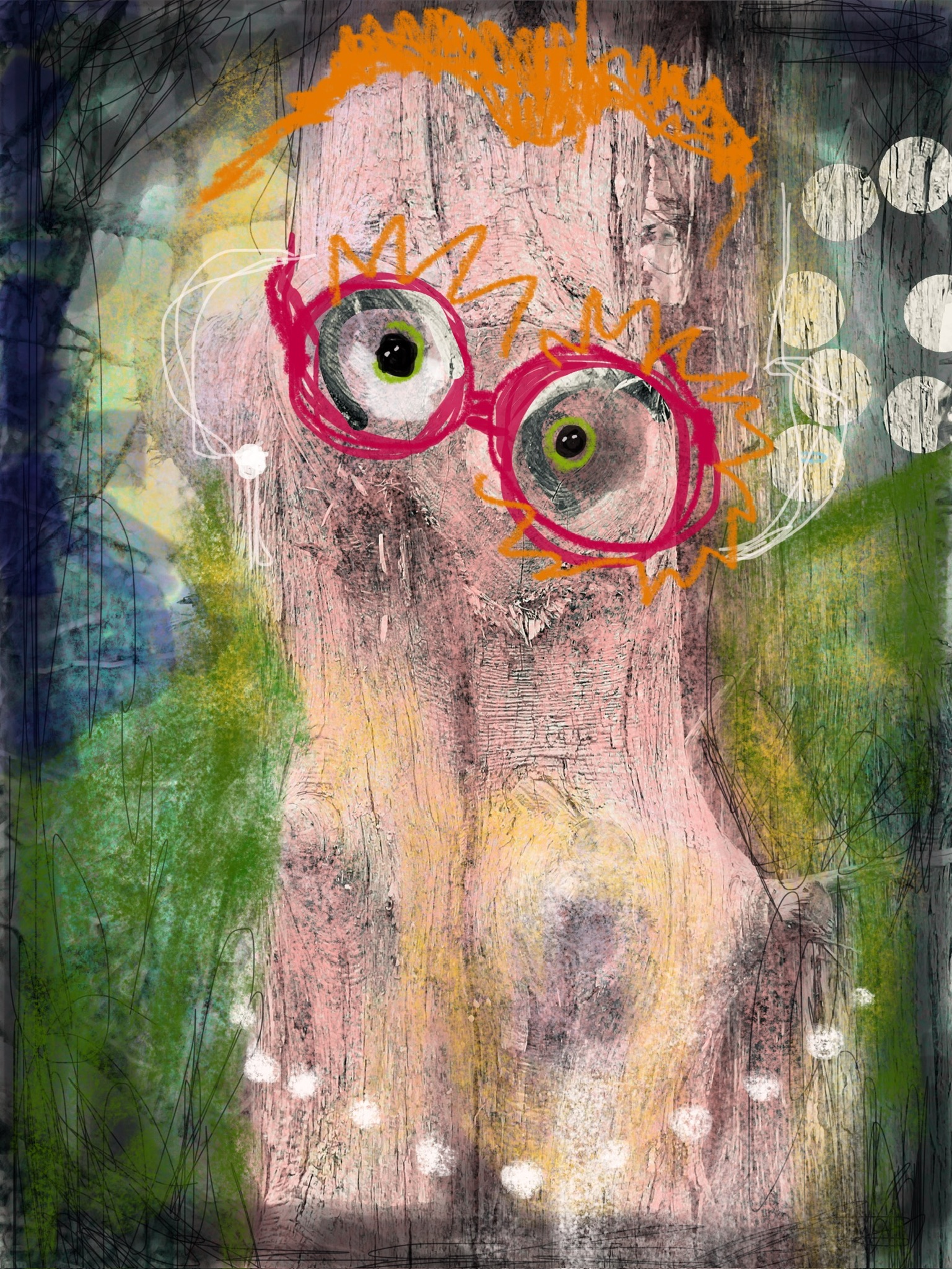 abstract face with glasses