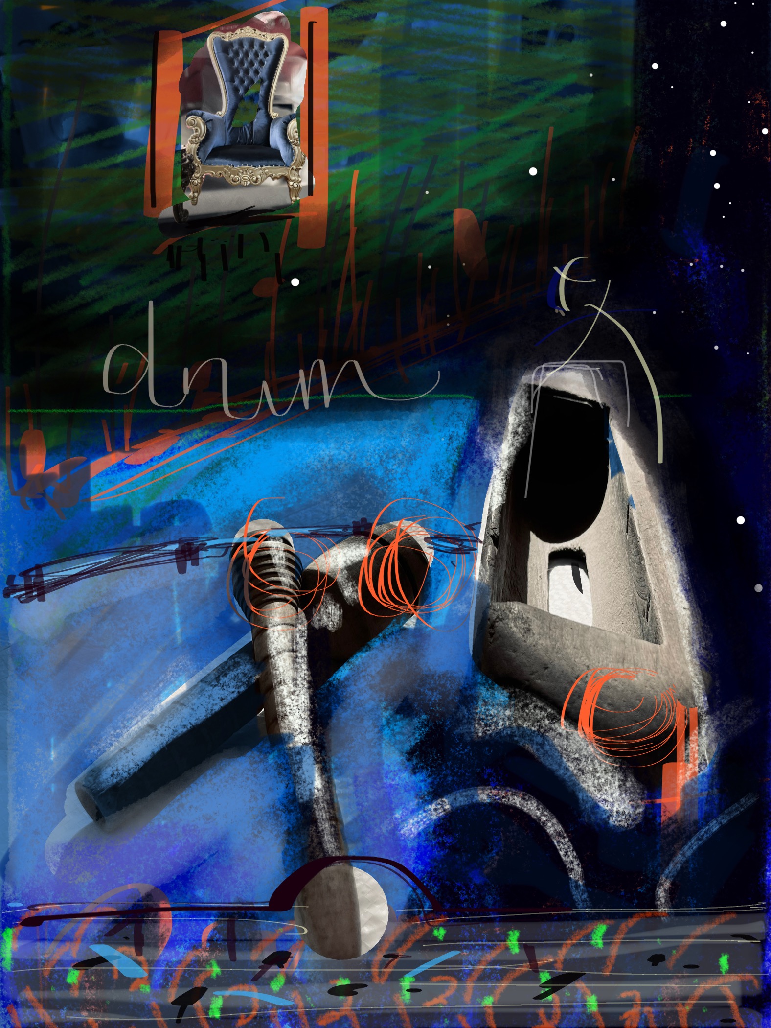 Drums Phone markup art by Elizabeth Matteson