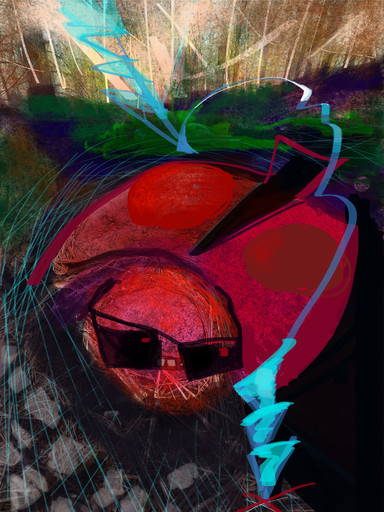 Lady Bug Abstract Art by Elizabeth Mullen Matteson