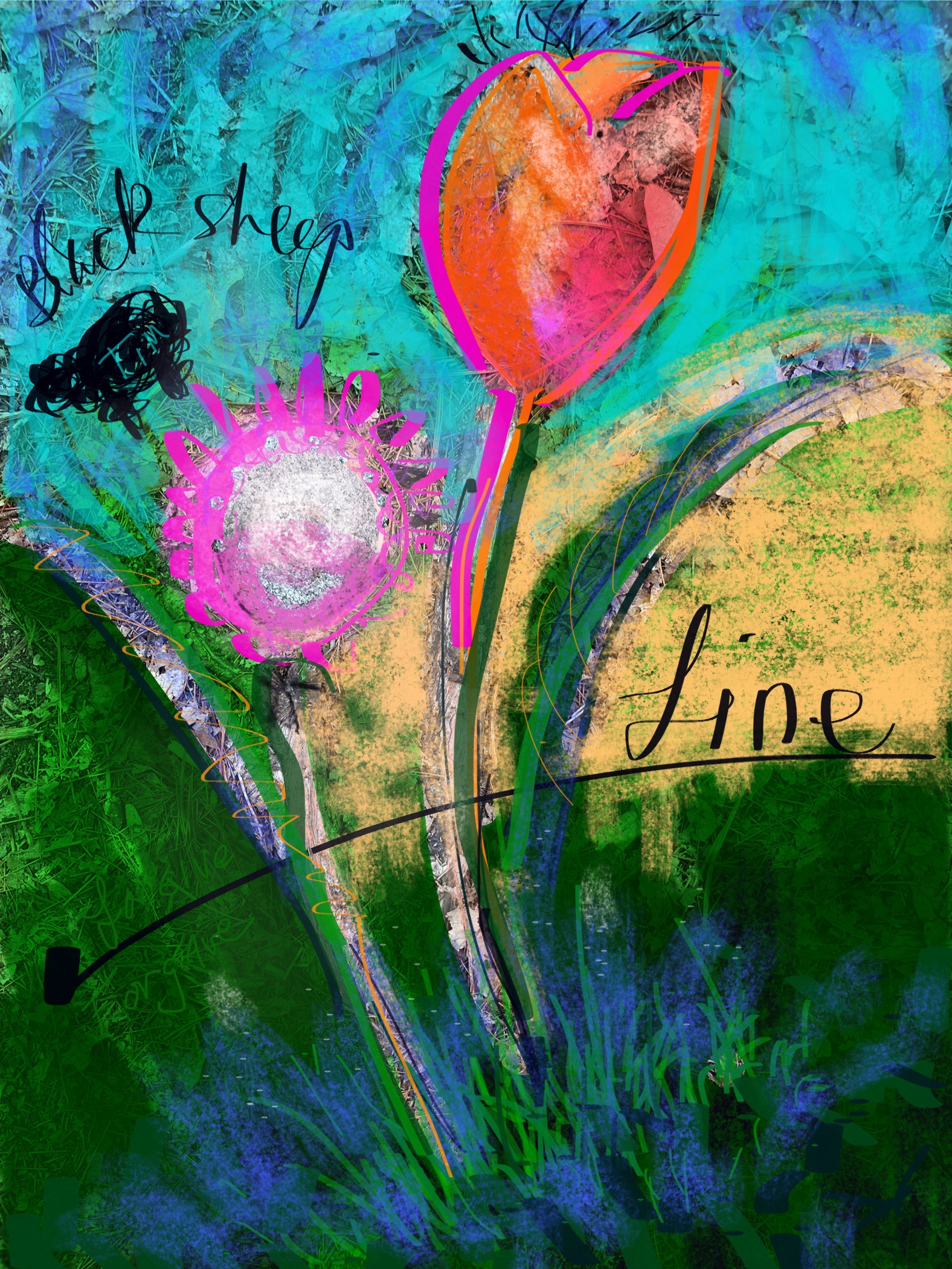 "Not a peace offering, but not not a peace offering" abstract art by Elizabeth Mullen Matteson