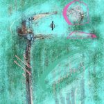 Abstract Art of shapes against a seafoam green background by EM Matteson, @emwe_art All rights reserved