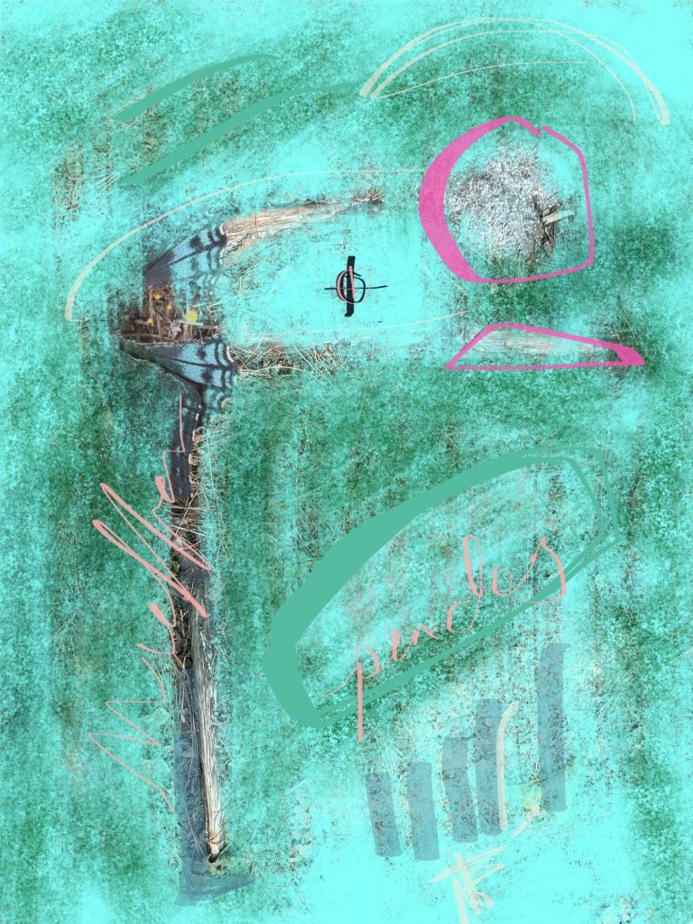 Abstract Art of shapes against a seafoam green background by EM Matteson, @emwe_art All rights reserved