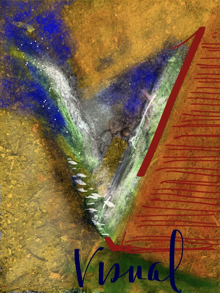 Letter V abstractly rendered © September 2025 Elizabeth Mullen Matteson